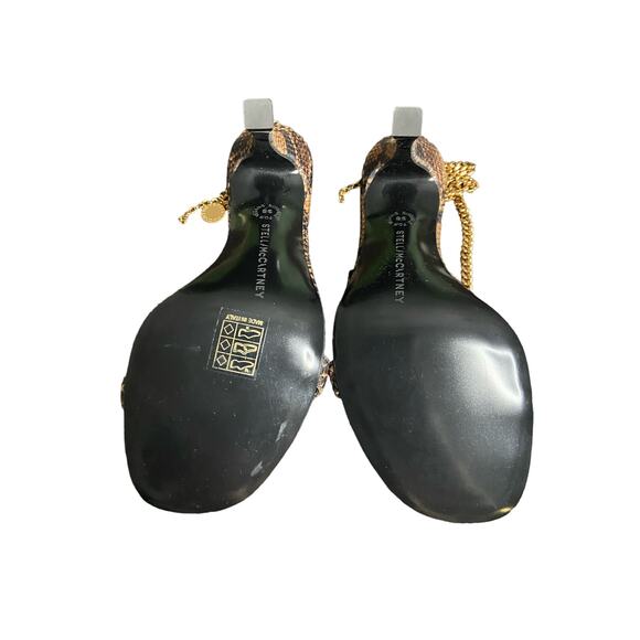 Stella McCartney Stella 100 Reptile Print Heel Sandals Chain Strap Brown Sz 6/36 - Picture 13 of 16